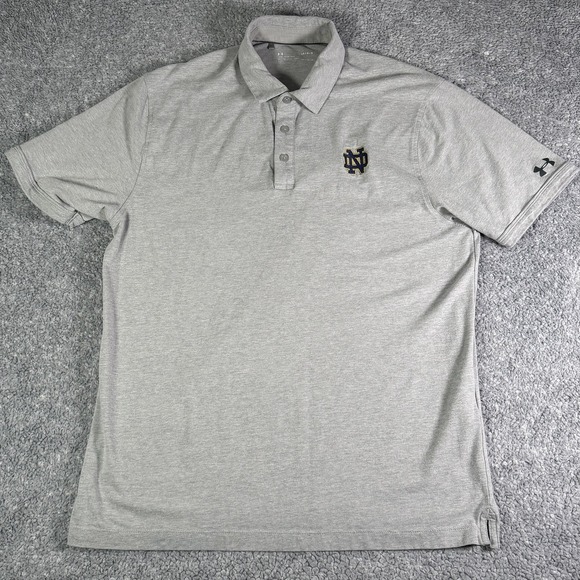 Under Armour Other - Notre Dame Fighting Irish Polo Shirt Mens Large Gray Under Armour Heatgear